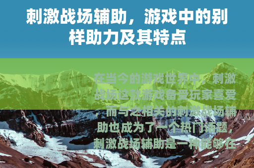 刺激战场辅助，游戏中的别样助力及其特点