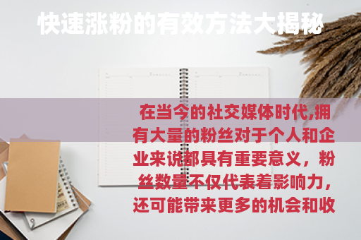 快速涨粉的有效方法大揭秘