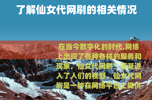 了解仙女代网刷的相关情况