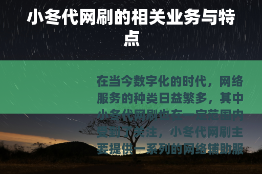 小冬代网刷的相关业务与特点