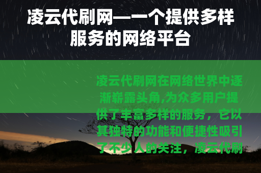 凌云代刷网—一个提供多样服务的网络平台