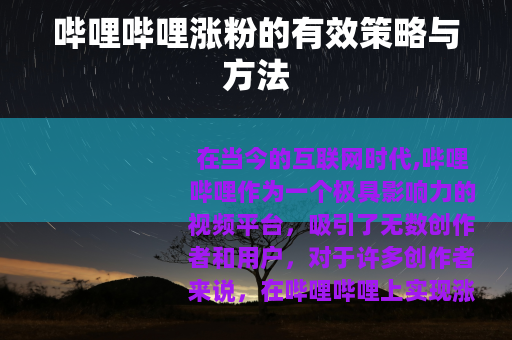 哔哩哔哩涨粉的有效策略与方法