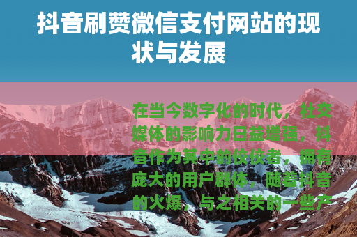 抖音刷赞微信支付网站的现状与发展