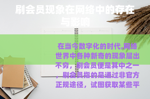刷会员现象在网络中的存在与影响