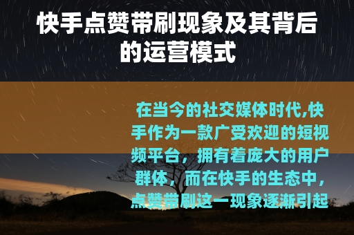快手点赞带刷现象及其背后的运营模式