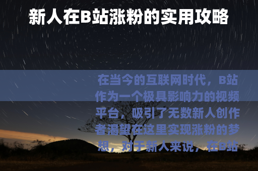 新人在B站涨粉的实用攻略