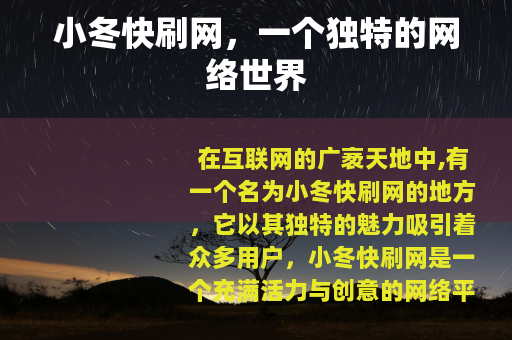 小冬快刷网，一个独特的网络世界