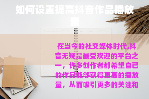 如何设置提高抖音作品播放量