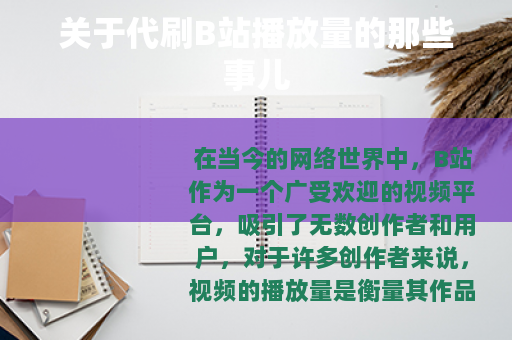 关于代刷B站播放量的那些事儿