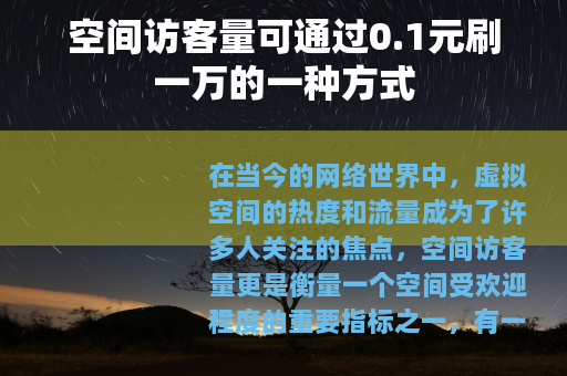 空间访客量可通过0.1元刷一万的一种方式