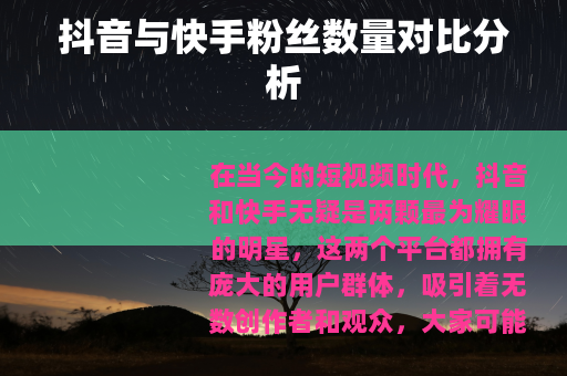 抖音与快手粉丝数量对比分析