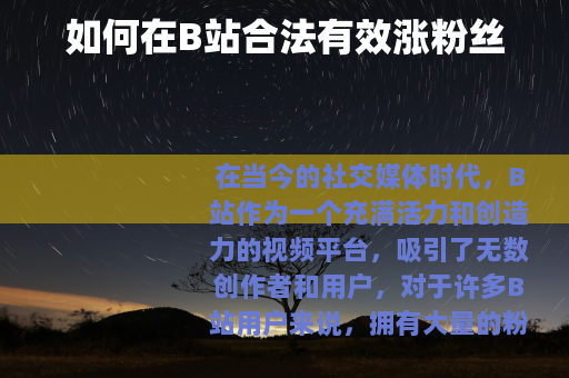 如何在B站合法有效涨粉丝