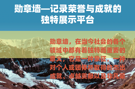勋章墙—记录荣誉与成就的独特展示平台