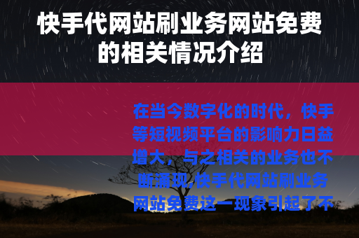 快手代网站刷业务网站免费的相关情况介绍