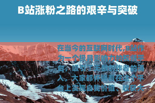 B站涨粉之路的艰辛与突破