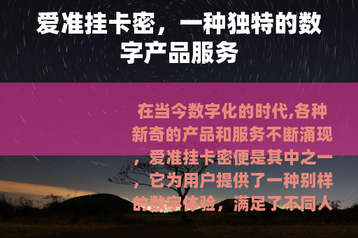 爱准挂卡密，一种独特的数字产品服务