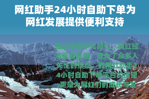 网红助手24小时自助下单为网红发展提供便利支持