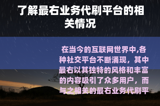 了解最右业务代刷平台的相关情况