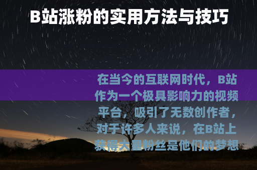 B站涨粉的实用方法与技巧