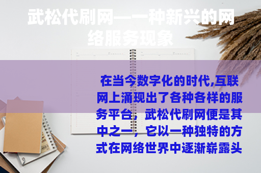 武松代刷网—一种新兴的网络服务现象
