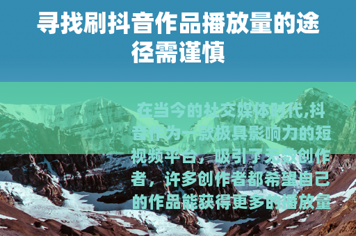 寻找刷抖音作品播放量的途径需谨慎