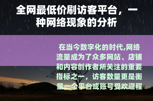 全网最低价刷访客平台，一种网络现象的分析
