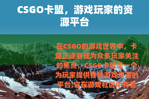 CSGO卡盟，游戏玩家的资源平台