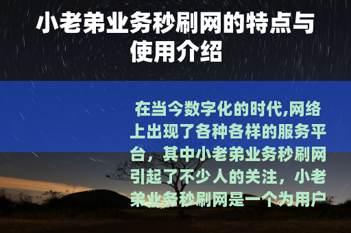 小老弟业务秒刷网的特点与使用介绍