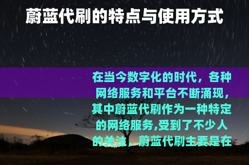 蔚蓝代刷的特点与使用方式