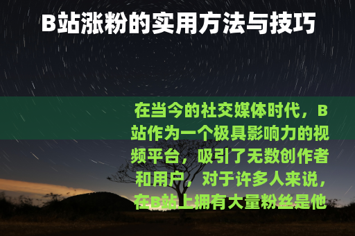 B站涨粉的实用方法与技巧