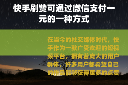 快手刷赞可通过微信支付一元的一种方式