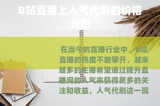 B站直播上人气代刷的价格分析