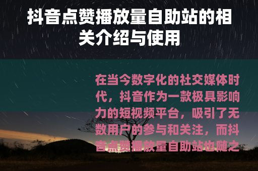 抖音点赞播放量自助站的相关介绍与使用