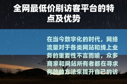 全网最低价刷访客平台的特点及优势