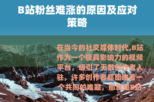 B站粉丝难涨的原因及应对策略