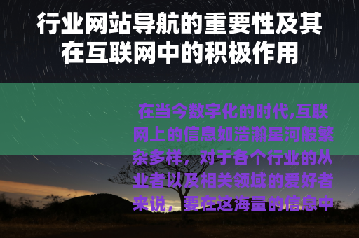 行业网站导航的重要性及其在互联网中的积极作用