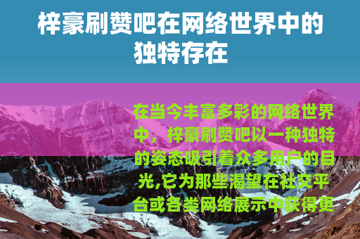 梓豪刷赞吧在网络世界中的独特存在