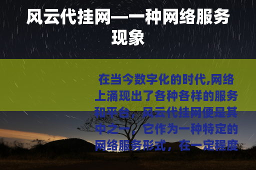 风云代挂网—一种网络服务现象