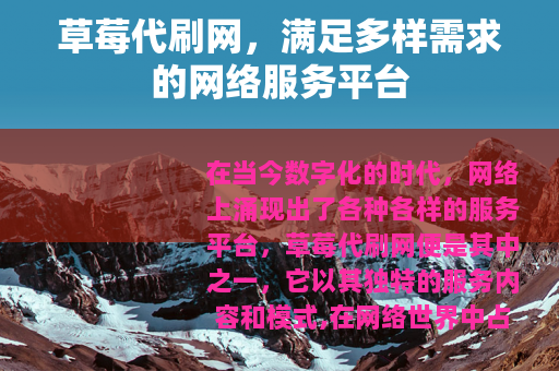 草莓代刷网，满足多样需求的网络服务平台