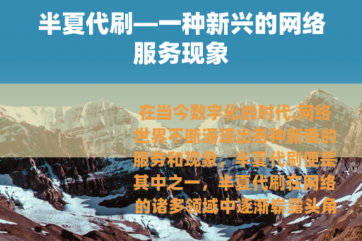 半夏代刷—一种新兴的网络服务现象