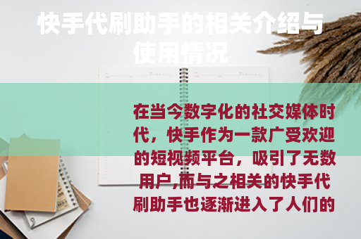 快手代刷助手的相关介绍与使用情况