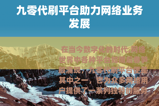 九零代刷平台助力网络业务发展