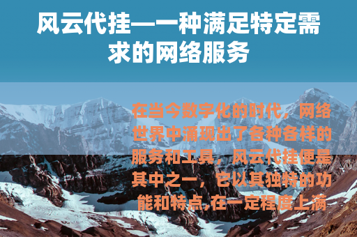 风云代挂—一种满足特定需求的网络服务