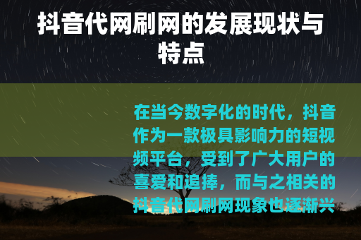 抖音代网刷网的发展现状与特点