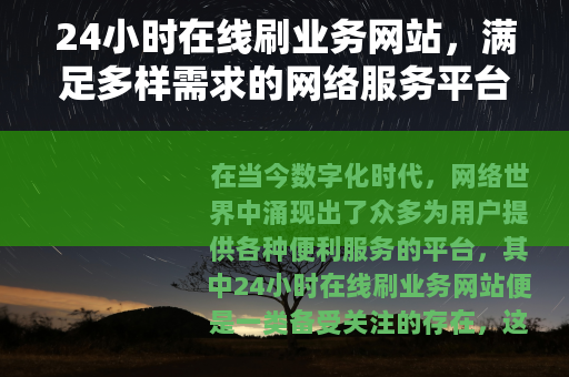 24小时在线刷业务网站，满足多样需求的网络服务平台