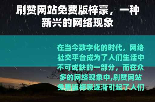 刷赞网站免费版梓豪，一种新兴的网络现象