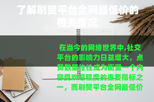 了解刷赞平台全网最低价的相关情况