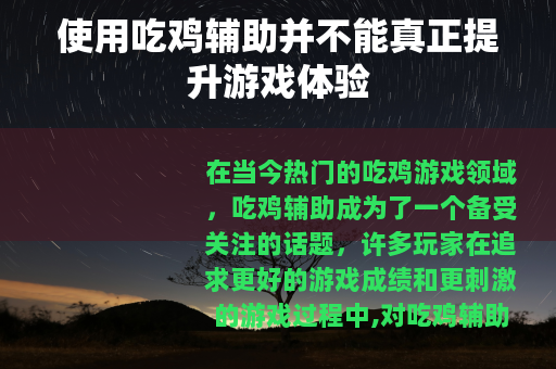 使用吃鸡辅助并不能真正提升游戏体验