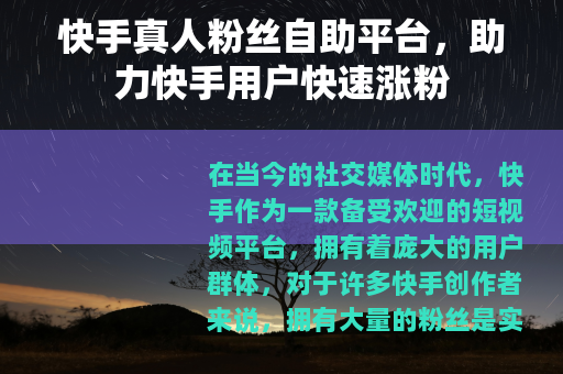 快手真人粉丝自助平台，助力快手用户快速涨粉