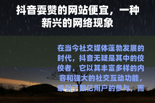 抖音耍赞的网站便宜，一种新兴的网络现象
